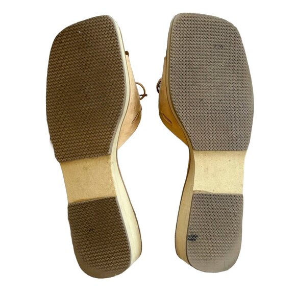 Vintage Prevata Italian leather fringe mule wedge sandals  sz 10 - Picture 6 of 7